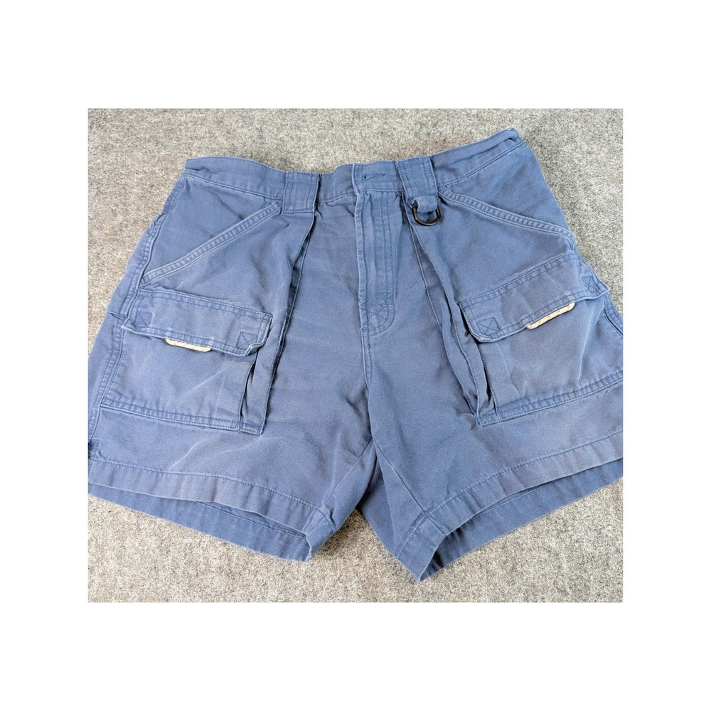 Columbia PFG Mens Blue Canvas Cargo Shorts Size M D-Ring Fishing Utility Hiking